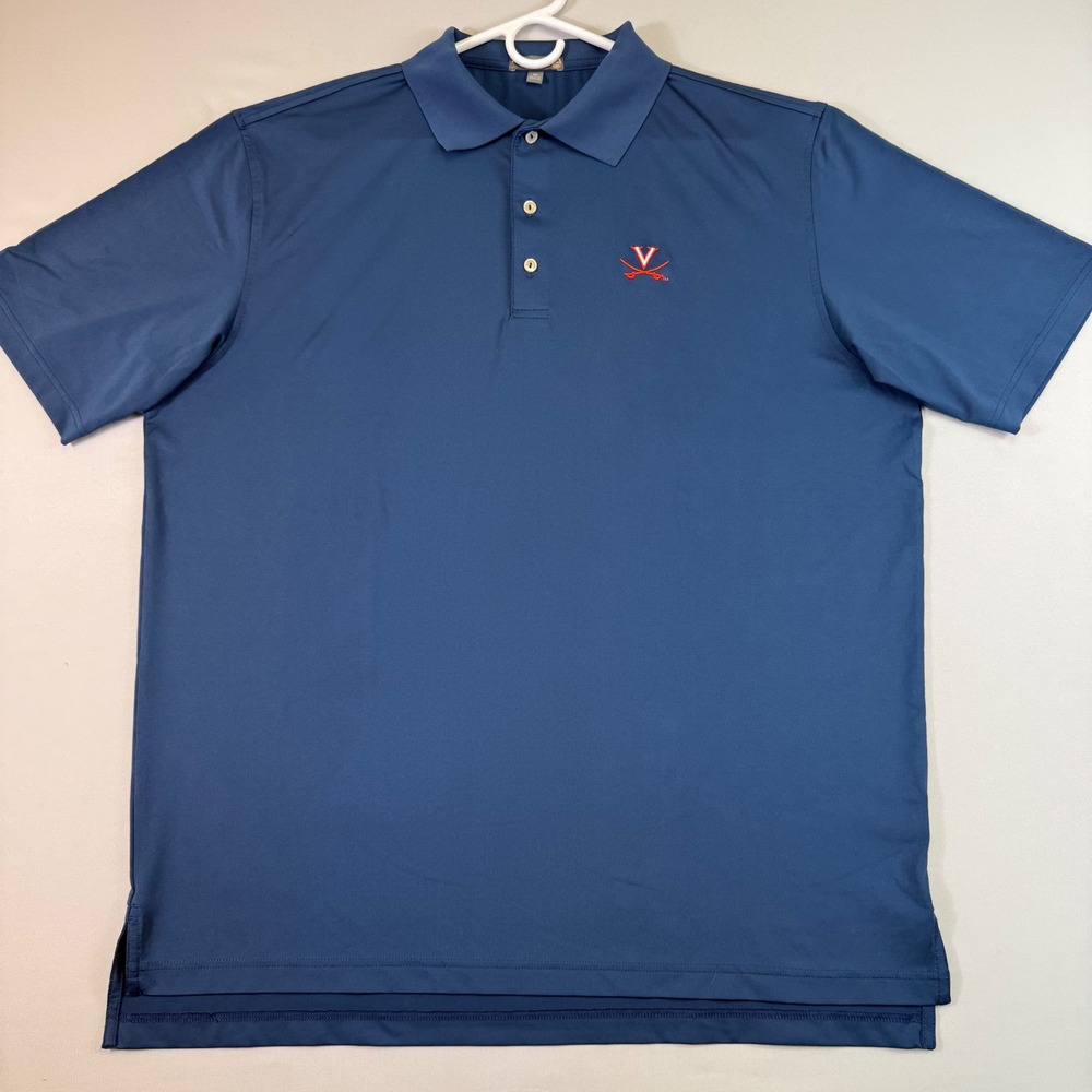 Peter Millar Summer Comfort Polo Shirt Mens XL Blue Virginia Cavaliers UVA